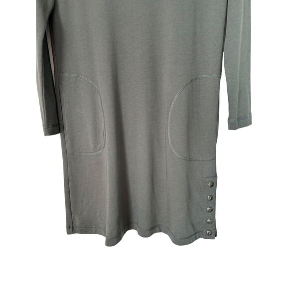 J. Jill Petite French Terry Peat Moss Green Dress SP Minimalist Capsule Staple - Picture 3 of 14
